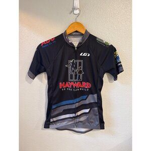 Louis‎ Garneau Cycling Jersey M Black/Gray Polyester Short Sleeve Zip-Up Outdoor